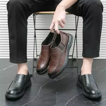 Новые кожаные туфли мужские деловые туфли на мягкой подошве британские повседневные туфли мужские однопедальные чехлы для ног туфли Doudou маленькие кожаные туфли 38