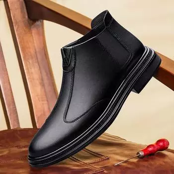 Новые кожаные туфли мужские высокие кожаные формальные мужские деловые рабочие туфли Sapato Social Masulino Chaussure Homme Schoenen Heren 38 чёрный