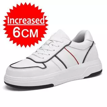 Новые кожаные туфли, увеличивающие рост, для мужчин, 6 см, невидимые кроссовки, модные белые теннисные спортивные туфли, большой размер 45 37