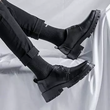 Новые кожаные туфли в стиле ретро, повседневные, деловые, в британском стиле, низкие, мужские ботинки Martin 36775-R 38 чёрный