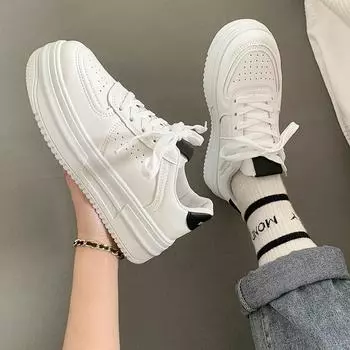 Новые кожаные женские белые повседневные женские вулканизированные кроссовки U, дышащие спортивные прогулочные и беговые туфли на платформе на плоской подошве 35 чёрный