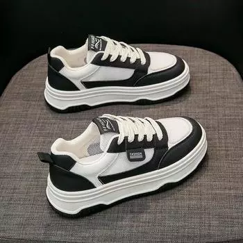 Новые кожаные женские черные белые повседневные кроссовки из вулканизированной кожи для спорта, ходьбы, бега, на платформе, на плоской подошве 35