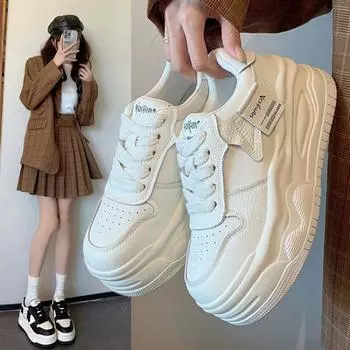 Новые кожаные женские черные белые повседневные кроссовки из вулканизированной кожи для спорта, ходьбы, бега, на платформе, на плоской подошве 38