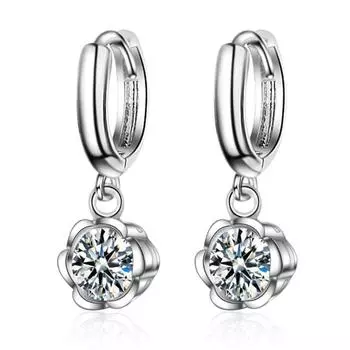 Новые красивые милые цветочные ювелирные изделия из стерлингового серебра 925 пробы, модные литературные женские простые висячие серьги с кристаллами Se861