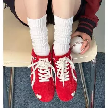 Новые красные яблоки пара моральных тренировок обувь женская внутренняя высота увеличение платформы повседневная спортивная доска обувь удобная кошка и гоночная обувь 35 красный