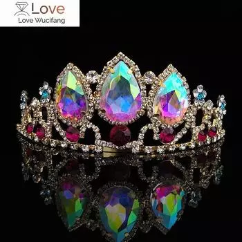 Новые красочные хрустальные короны для свадьбы, невесты, женские аксессуары для волос для девочек на день рождения, модный головной убор, тиара, зажим для невесты