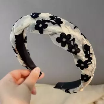 Новые красочные обручи для волос для женской моды Элегантная женская повязка для волос из органзы в клетку Дизайнерская широкая повязка на голову Головной убор