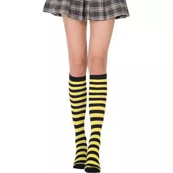 Новые красочные полосатые носки женские забавные рождественские подарки сексуальные бедра высокие нейлоновые длинные чулки милые гольфы для девочек One Size