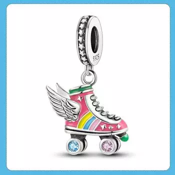 Новые красочные роликовые коньки, крылья, подвесные бусины, подходят для ожерелья, браслета, подвески, женский подарок, изготовление ювелирных изделий