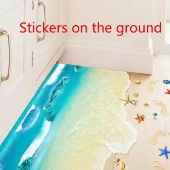 Новые креативные эстетические синие пляжные украшения для спальни, гостиной, 3D наклейки на стену