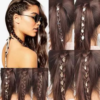 Новые креативные аксессуары для волос модные головные уборы косички своими руками листья, звезды и ракушки персонализированные шпильки аксессуары для волос золотой