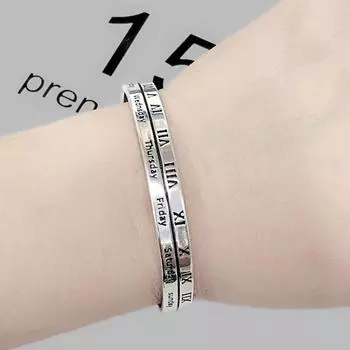 Новые креативные браслеты с римскими цифрами, ювелирные изделия из стерлингового серебра 925 пробы, индивидуальные браслеты с открывающимся английским алфавитом TYB122