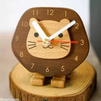 Новые креативные мини-часы для студентов с изображением мультяшного льва, настольные часы-будильник для детей, милые бесшумные механические украшения для спальни