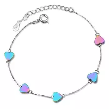 Новые креативные модные изысканные ювелирные изделия из стерлингового серебра 925 пробы в форме сердца с цветными кристаллами для женщин, браслеты Sb155