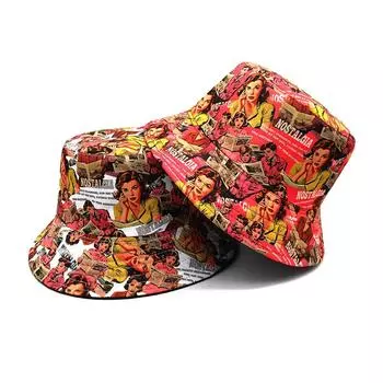Новые креативные панамы с принтом персонажей для женщин, европейские и американские, весенние и летние, солнцезащитные, повседневные мужские кепки 56-58cm белый
