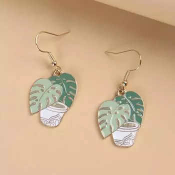 Новые креативные серьги своими руками, маленькие серьги в виде свежих зеленых растений в горшках, модные и простые украшения зелёный