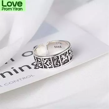 Новые креативные тайские серебряные украшения из серебра 925 пробы с фазой 12 знаков зодиака, благоприятные 12 животных в этническом стиле, открывающиеся кольца R151