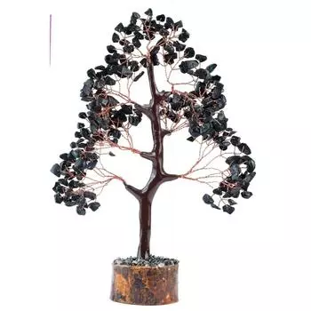 Новые кристаллы драгоценных камней бонсай денежное дерево на удачу, украшение подарок предмет - 10-12 дюймов (Черный турмалиновый медный провод)