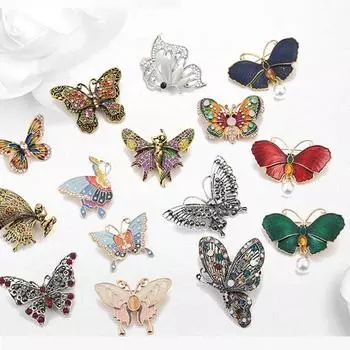 Новые броши-бабочки из сплава, женская ретро-брошь с эмалью, женская подарочная булавка на день рождения PD1910