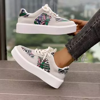 Новые кроссовки большого размера с низкой посадкой на шнуровке в стиле масляной живописи, скейтборд, женская обувь, женские мокасины, кроссовки большого размера 36