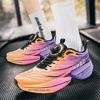 Новые кроссовки для бега с карбоновой пластиной Knob, мужские, легкие, дышащие, сетчатые, амортизирующие, для марафона, тренировок, соревнований, спортивные кроссовки 37 красный