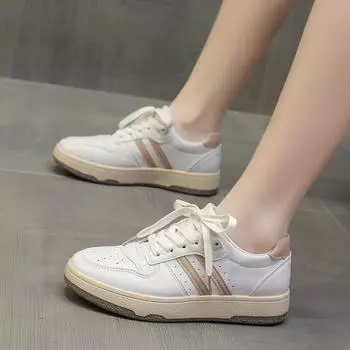 Новые кроссовки для бега с круглым носком и неглубокой подошвой, на шнуровке, дышащие и удобные, на плоской подошве, повседневные, модные, вулканизированные туфли 35