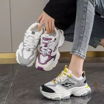 Новые кроссовки для бега женские дышащие кроссовки летние легкие сетчатые увеличенные платформы женские спортивные туфли для тренировок на открытом воздухе на шнуровке 35 чёрный