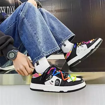 Новые кроссовки для пар с изображением панды, спортивные повседневные кроссовки для мужчин 37 чёрный