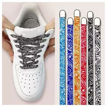 Новые кроссовки с эластичными шнурками и цветком кешью для детей и взрослых, плоские шнурки 8 мм без завязок, AF1/AJ, шнурки без завязок для обуви, аксессуары - чёрный/белый