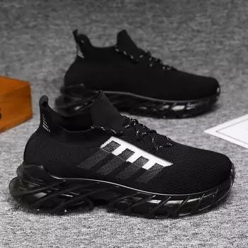 Новые кроссовки с мягкой подошвой из пластика, сетчатые дышащие кроссовки, модная универсальная повседневная обувь, туфли на платформе, мужская обувь 40 чёрный