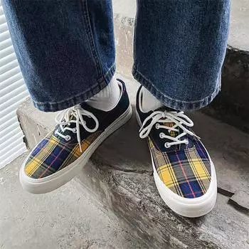Новые кроссовки унисекс Ulzzang Canvas Shoes Повседневная обувь в полоску в ретро-стиле для скейтбординга Обувь на плоской подошве Вулканизированная обувь EUR 40 жёлтый