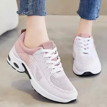 Новые кроссовки, женские дышащие кроссовки, летние легкие сетчатые кроссовки на воздушной подушке, женская спортивная обувь, уличная тренировочная обувь на шнуровке 36 розовый