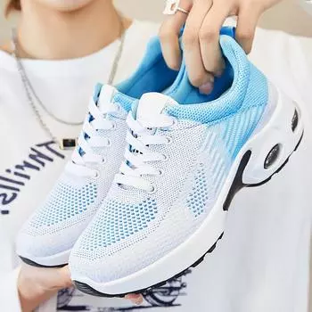 Новые кроссовки, женские дышащие кроссовки, летние легкие сетчатые кроссовки на воздушной подушке, женская спортивная обувь, уличная тренировочная обувь на шнуровке 36 чёрный