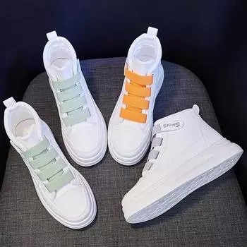 Новые кроссовки женские повседневные туфли из искусственной кожи на плоской подошве с противоскользящим покрытием женские кроссовки для активного отдыха женские туфли Zapatos De Mujer с высоким верхом 35 оранжевый