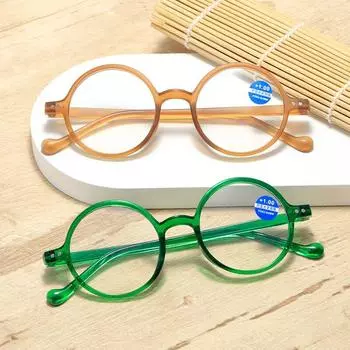 Новые круглые очки для пресбиопии, женские очки Elderlyanti Blue Light Hd против усталости, мужские очки для чтения + 1,0 + 1,5 + 2,0 + 2,5 + 3,0 + 3,5 + 4,0 +100 чёрный