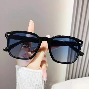 Новые круглые рисовые гвозди в большой оправе, простые и высококачественные женские солнцезащитные очки, модные трансграничные солнцезащитные очки чёрный