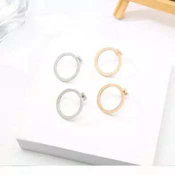 Новые круглые серьги из нержавеющей стали с гальваническим покрытием, французские легкие роскошные серьги в стиле темперамент, модные геометрические серьги для женщин
