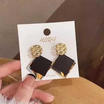 Новые крупные серьги в форме бриллианта с геометрическим нишевым дизайном, преувеличенные и модные серьги чёрный