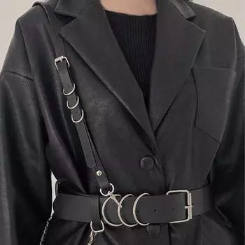 Новые крутые серебряные пряжки с кисточками и цепочкой из готической искусственной кожи для женщин в стиле панк, ремни для джинсов, поясной ремень B