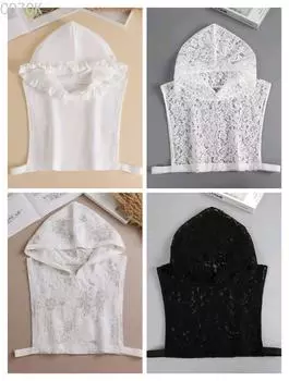 Новые кружевные цветочные ажурные женские поддельные воротники с капюшоном, осенние женские полуфутболки, свитера, декоративные аксессуары для одежды
