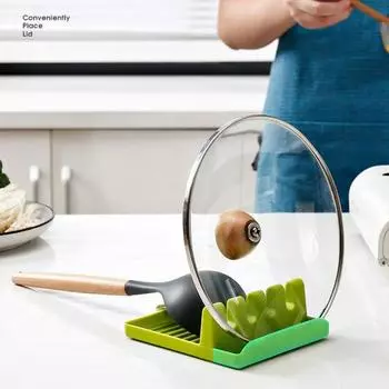 Новые крышки для кастрюль, ложки и палочки для еды, подставка, держатель, полезные вещи для кухни, аксессуары, утварь, принадлежности для дома, гаджеты для дома зелёный