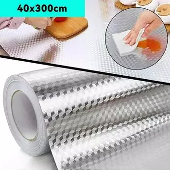 Новые кухонные маслостойкие водонепроницаемые наклейки из алюминиевой фольги для кухонной плиты, шкафа, самоклеящиеся настенные наклейки своими руками 40cmx300cm