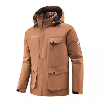 Новые куртки для активного отдыха среднего и пожилого возраста с несколькими карманами и съемными капюшонами, свободные ветрозащитные куртки больших размеров на весну и осень для мужчин M