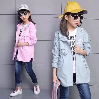 Новые куртки с цветными блоками, весенние модные тонкие пальто для девочек, осенняя детская одежда, повседневная верхняя одежда на молнии для больших детей 120