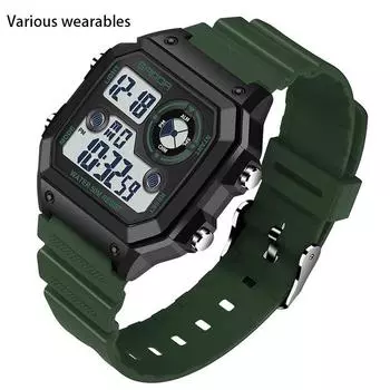 Новые квадратные часы для плавания, водонепроницаемые, с будильником, светящиеся, мужские, студенческие, корейская версия, простые, модные, спортивные часы