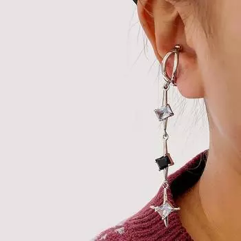 Новые квадратные хрустальные циркониевые кисточки асимметричные серьги-клипсы простой дизайн без проколотых ушей дамы подарок на праздничную вечеринку как