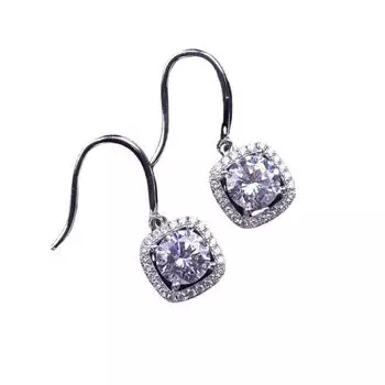 Новые квадратные серьги-крючки для сумок из серебра 925 пробы с муассанитом и бриллиантами, роскошные серьги-гвоздики из белого золота 18 карат