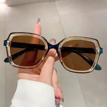 Новые квадратные солнцезащитные очки большого размера. Модная коробка. Индивидуальные цветные очки. Стильные брендовые дизайнерские очки.