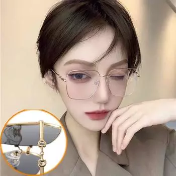 Новые квадратные солнцезащитные очки с подковой пряжкой, женские модные солнцезащитные очки с градиентом, женские сетчатые красные очки INS, темпераментные очки