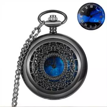 Новые кварцевые часы Classic Hollow Pattern Creative Starry Sky Literal Quartz Pocket Watch